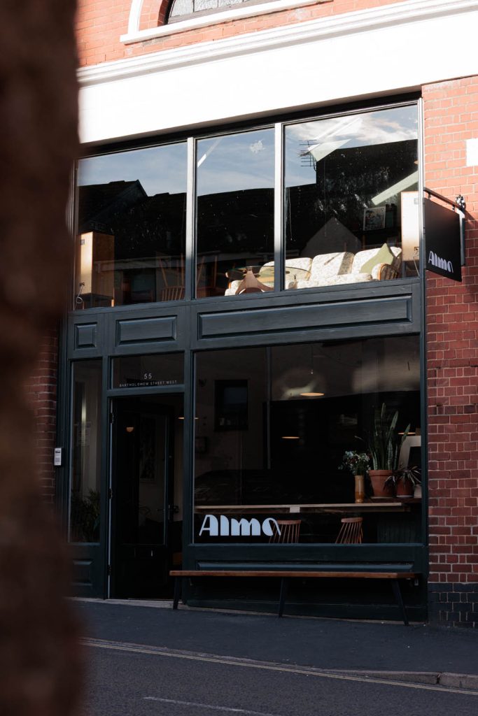 A portrait shot of the Alma coffee shop in Exeter, Devon. A local client example
