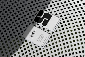 Example of business cards from this graphic design support project.