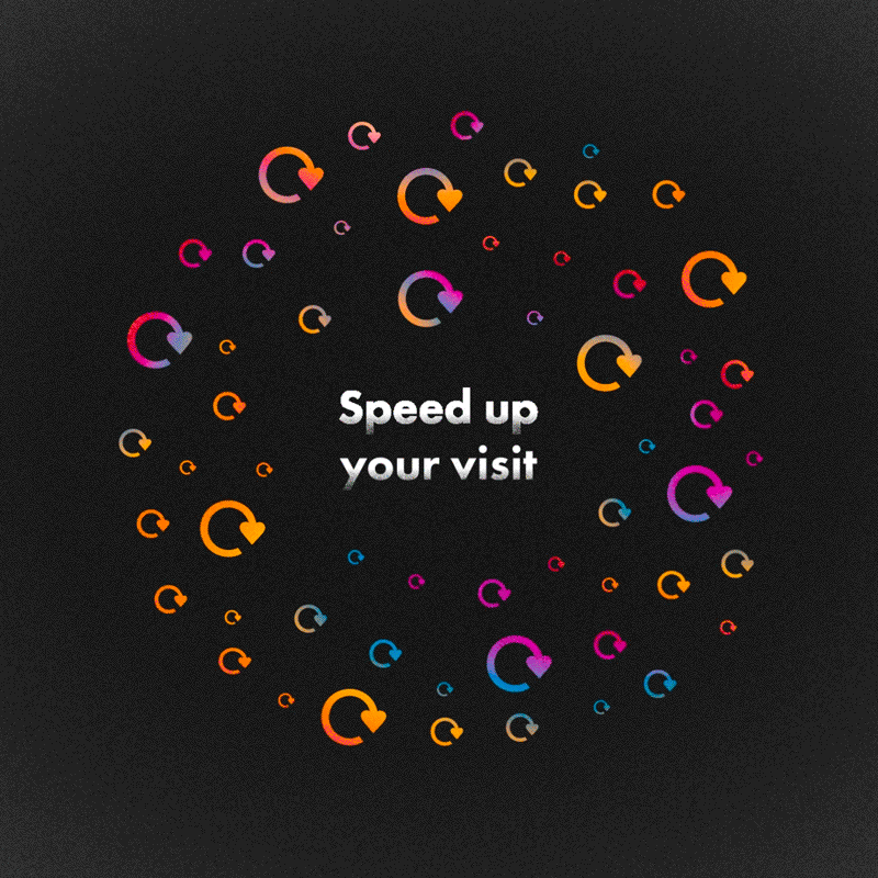 A punchy motion graphics design loop where colourful recycling arrows float in black space before shooting into a fast, hyperspace style tunnel.