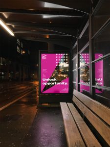An example bus stop poster advertisement for Ignite Somerset Investment Summit 2026. It features the headline "Unlock opportunity."